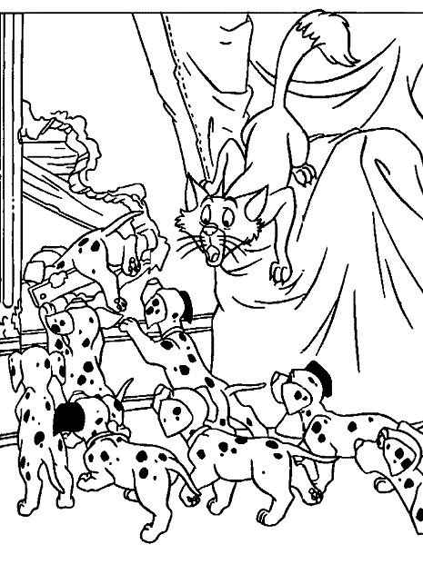 Раскраска: 101 далматинец (Анимационные фильмы) #129275 - Бесплатные раскраски для печати