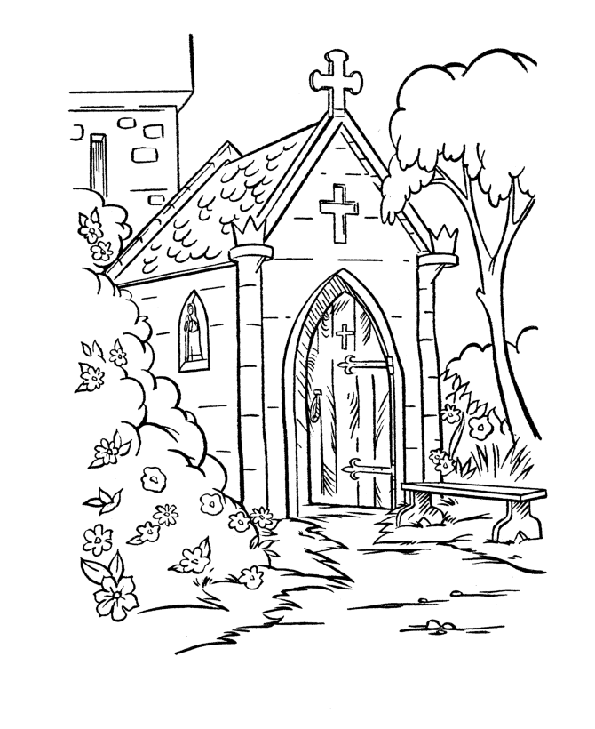 Раскраска: церковь (Здания и Архитектура) #64206 - Бесплатные раскраски для печати