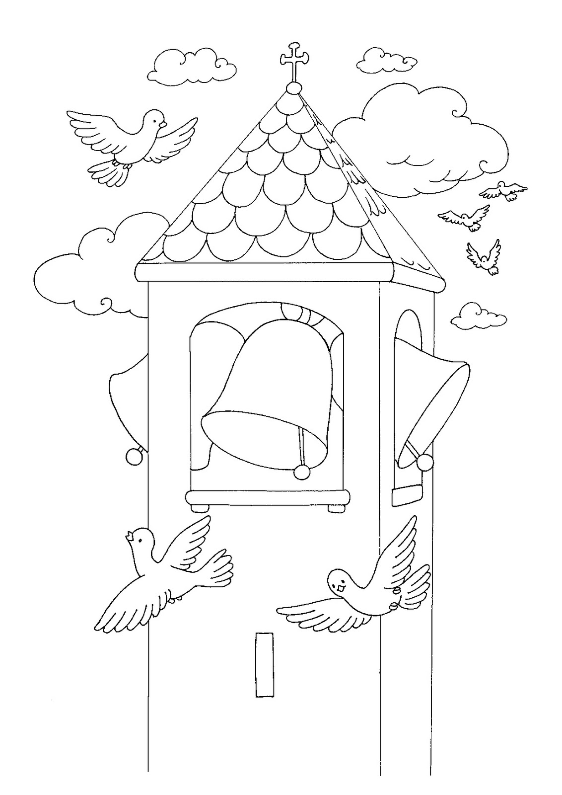 Раскраска: церковь (Здания и Архитектура) #64225 - Бесплатные раскраски для печати