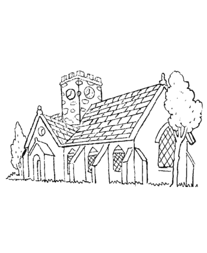 Раскраска: церковь (Здания и Архитектура) #64230 - Бесплатные раскраски для печати