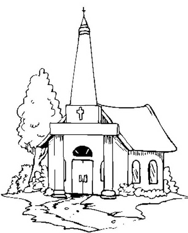 Раскраска: церковь (Здания и Архитектура) #64265 - Бесплатные раскраски для печати