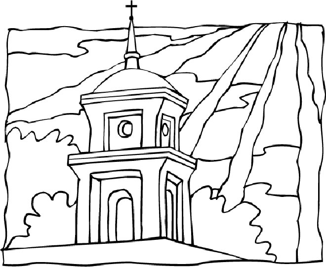 Раскраска: церковь (Здания и Архитектура) #64325 - Бесплатные раскраски для печати