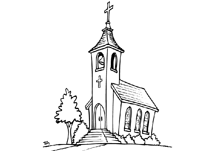 Раскраска: церковь (Здания и Архитектура) #64345 - Бесплатные раскраски для печати