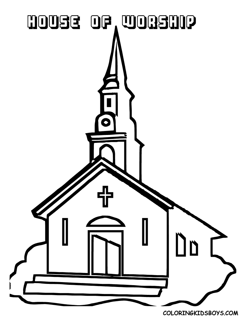 Раскраска: церковь (Здания и Архитектура) #64353 - Бесплатные раскраски для печати