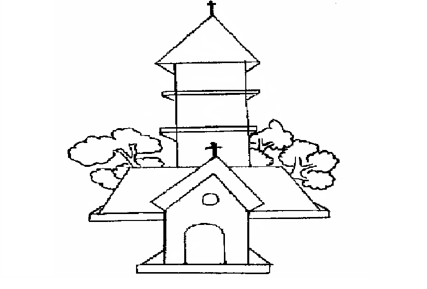 Раскраска: церковь (Здания и Архитектура) #64357 - Бесплатные раскраски для печати
