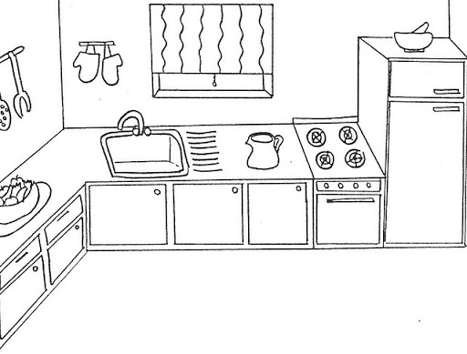 Раскраска: Кухня (Здания и Архитектура) #63563 - Бесплатные раскраски для печати