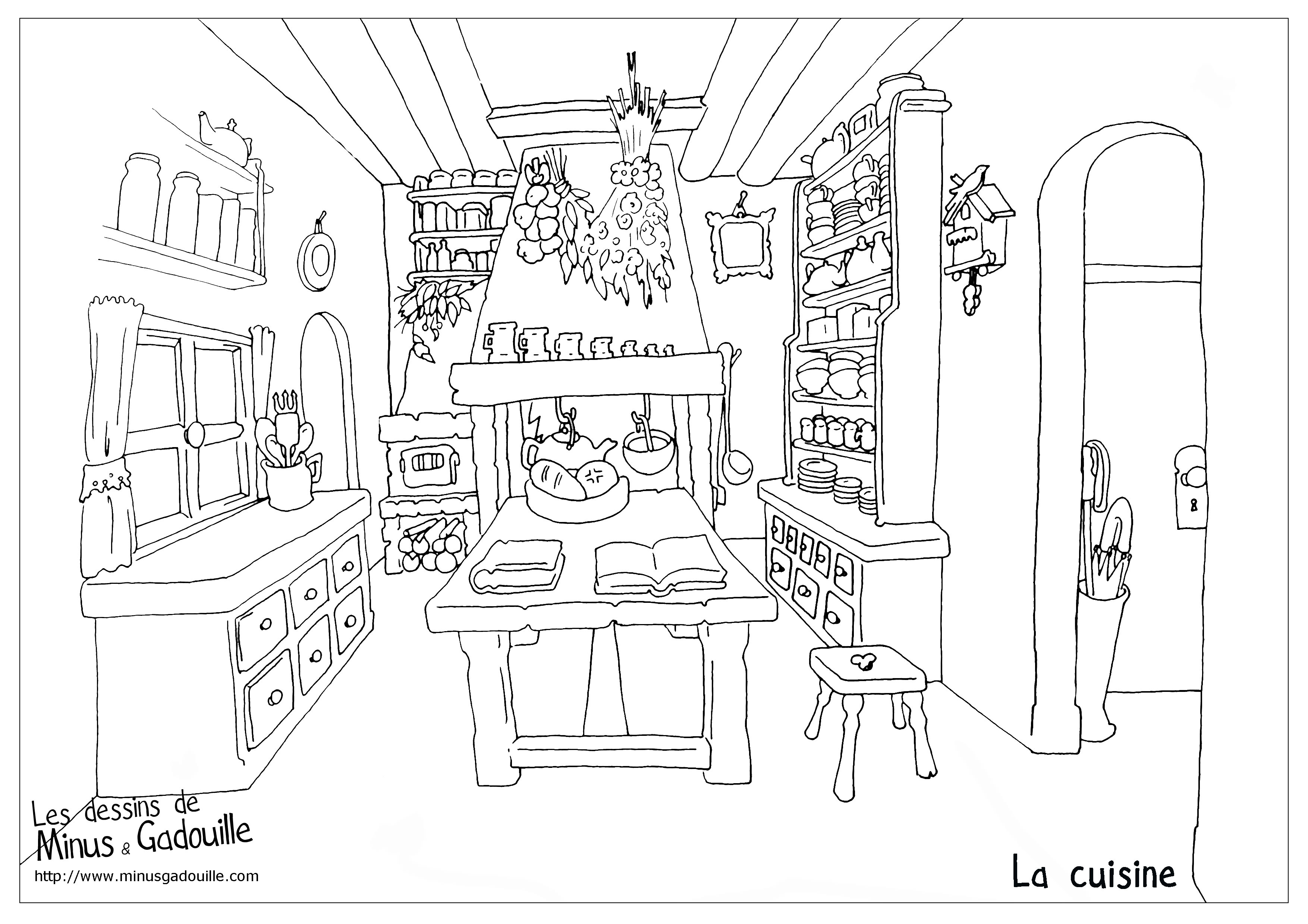 Раскраска: Кухня (Здания и Архитектура) #63695 - Бесплатные раскраски для печати