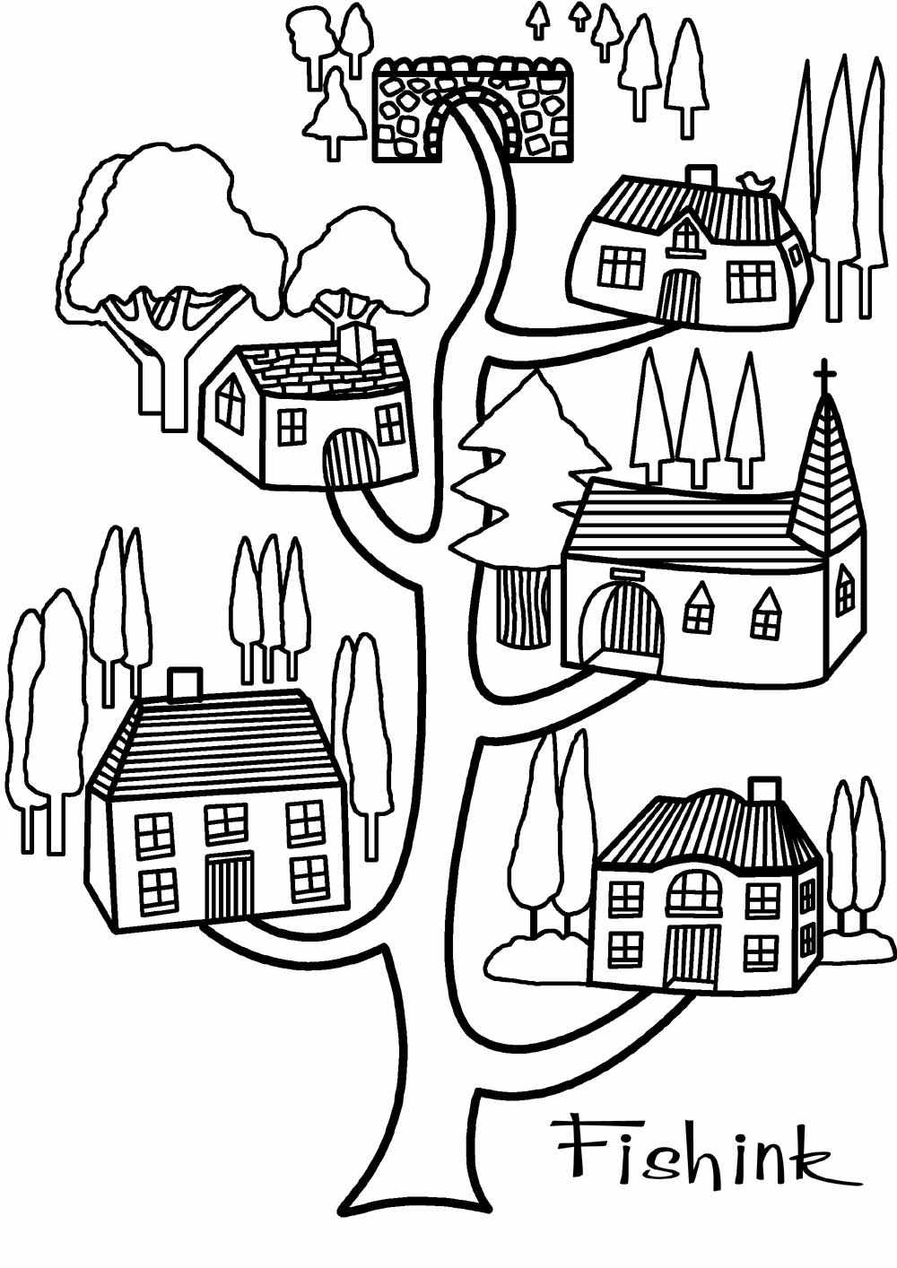 Раскраска: Treehouse (Здания и Архитектура) #66071 - Бесплатные раскраски для печати