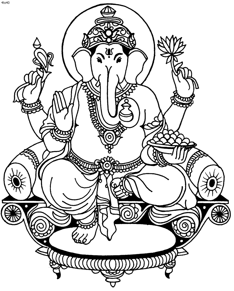 Раскраска: Индуистская мифология: Ганеш (Боги и богини) #96856 - Бесплатные раскраски для печати