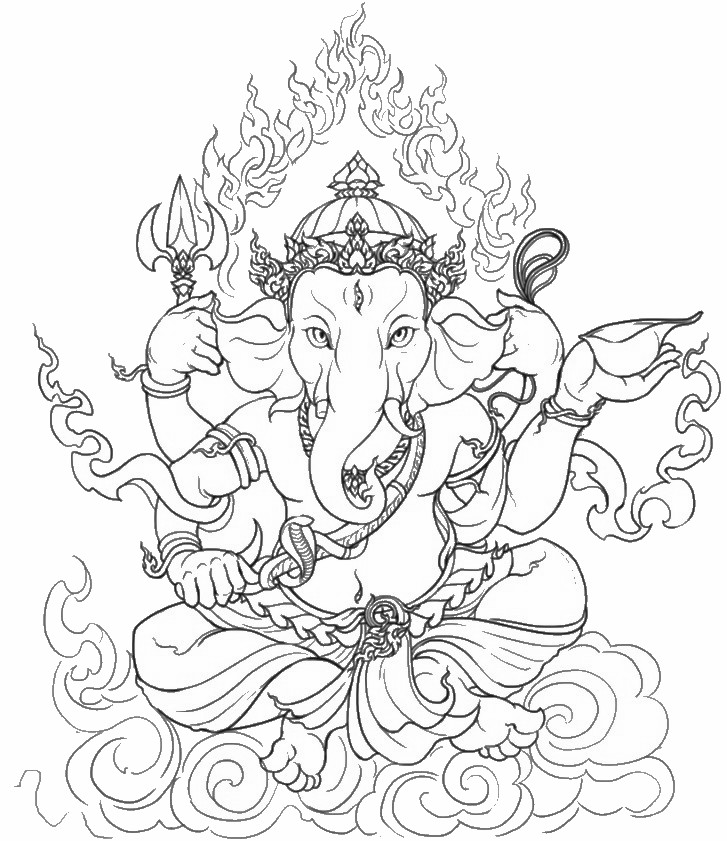 Раскраска: Индуистская мифология: Ганеш (Боги и богини) #96902 - Бесплатные раскраски для печати