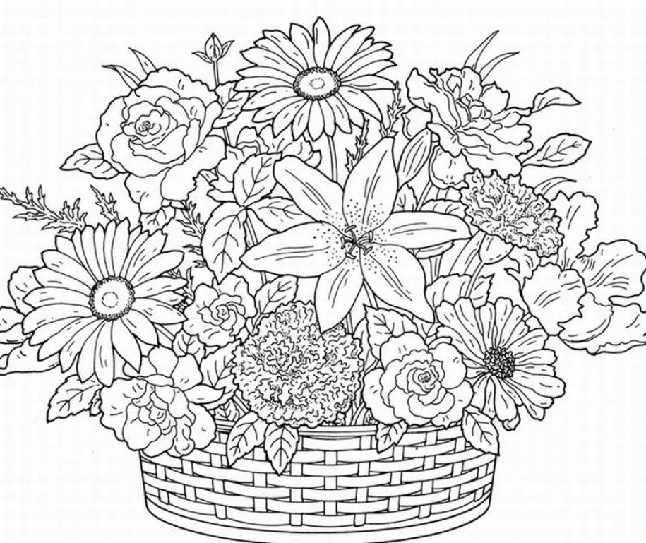 Раскраска: Букет цветов (природа) #161017 - Бесплатные раскраски для печати