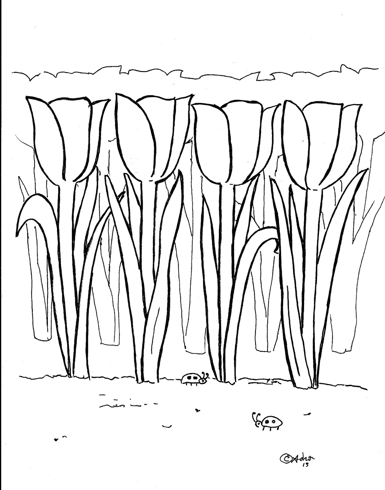 Раскраска: тюльпан (природа) #161757 - Бесплатные раскраски для печати