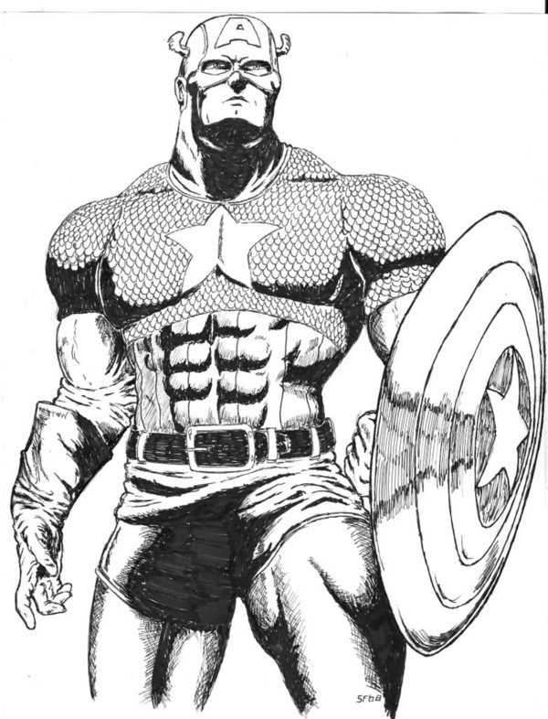 Раскраска: Капитан америка (Супер герой) #76652 - Бесплатные раскраски для печати