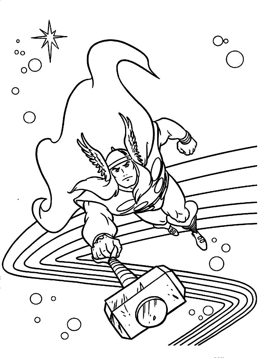 Раскраска: Thor (Супер герой) #75891 - Бесплатные раскраски для печати