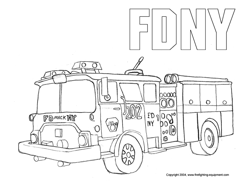 Раскраска: Пожарная машина (транспорт) #135825 - Бесплатные раскраски для печати