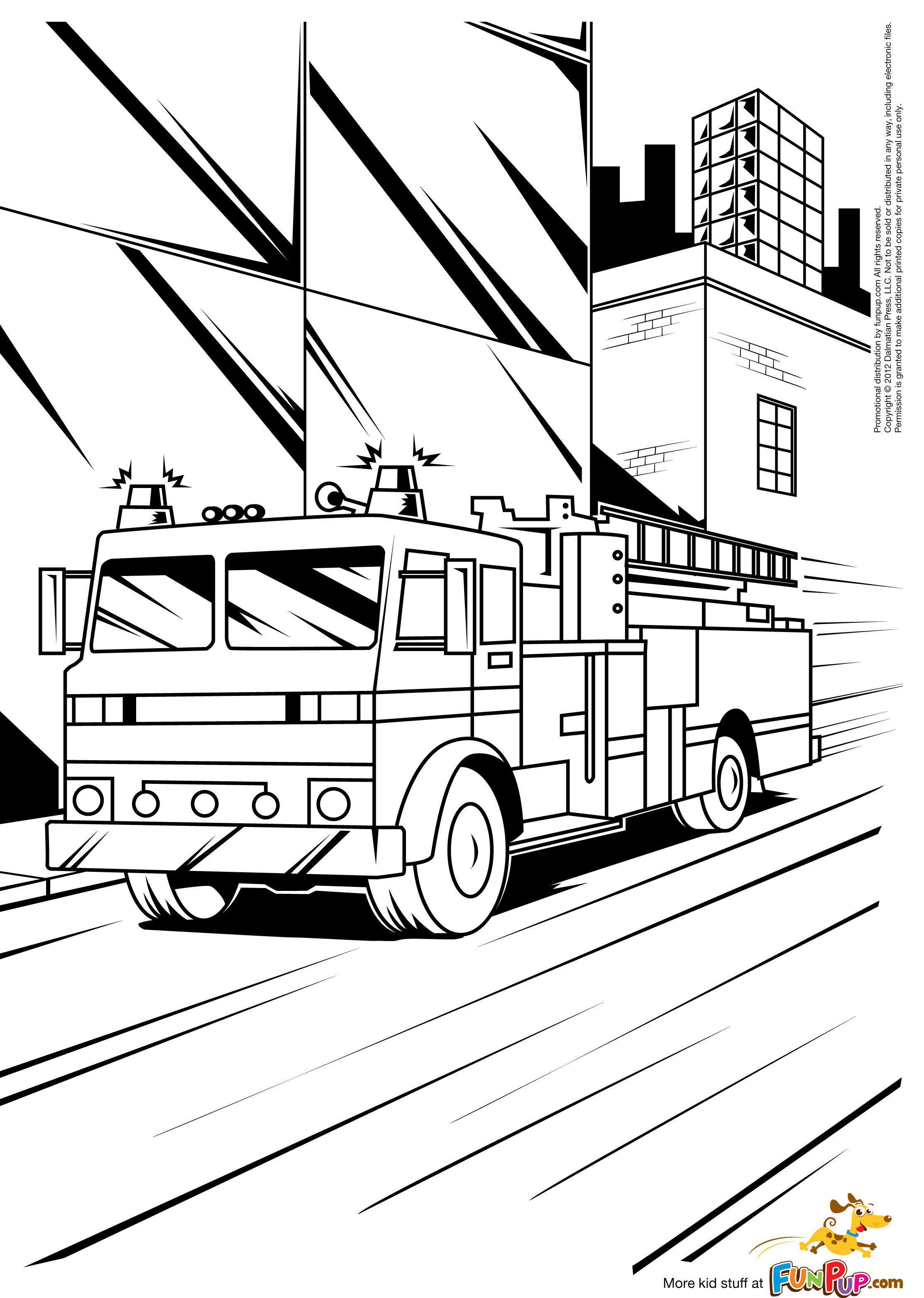 Раскраска: Пожарная машина (транспорт) #135851 - Бесплатные раскраски для печати