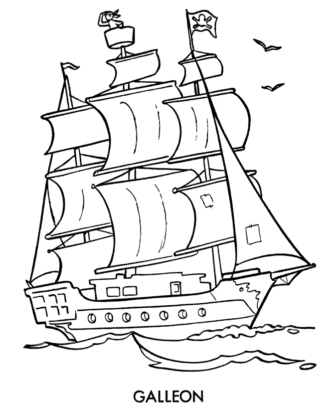 Раскраска: Пиратский корабль (транспорт) #138246 - Бесплатные раскраски для печати