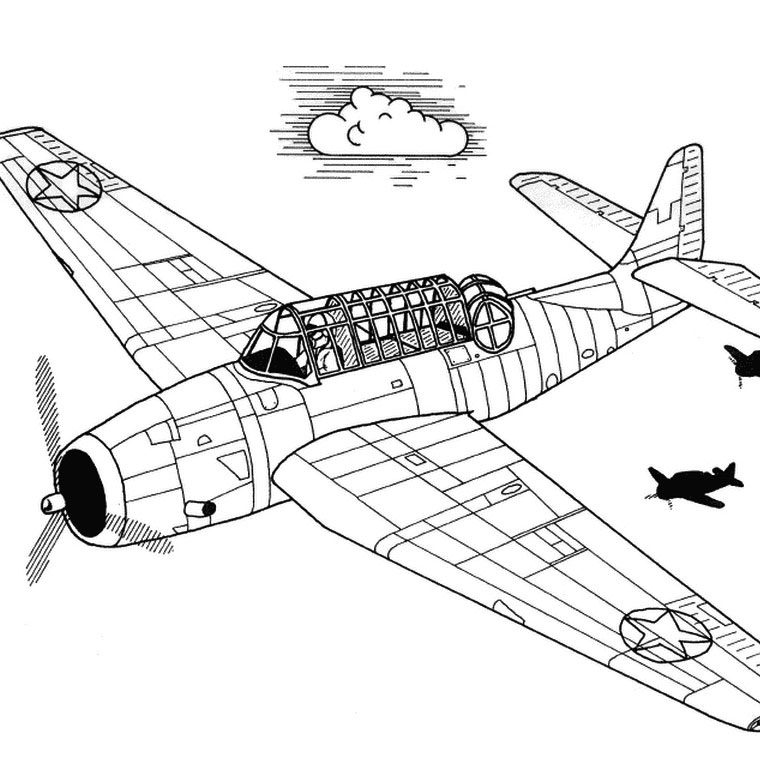 Раскраска: Военный самолет (транспорт) #141037 - Бесплатные раскраски для печати