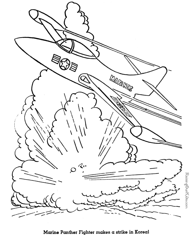 Раскраска: Военный самолет (транспорт) #141064 - Бесплатные раскраски для печати