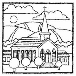 Раскраска: церковь (Здания и Архитектура) #64157 - Бесплатные раскраски для печати