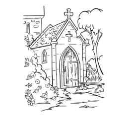 Раскраска: церковь (Здания и Архитектура) #64206 - Бесплатные раскраски для печати