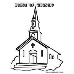 Раскраска: церковь (Здания и Архитектура) #64353 - Бесплатные раскраски для печати