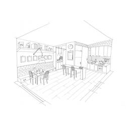 Раскраска: Кухня (Здания и Архитектура) #63601 - Бесплатные раскраски для печати