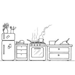 Раскраска: Кухня (Здания и Архитектура) #63664 - Бесплатные раскраски для печати