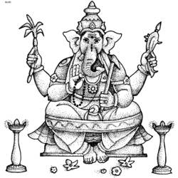 Раскраска: Индуистская мифология: Ганеш (Боги и богини) #96914 - Бесплатные раскраски для печати