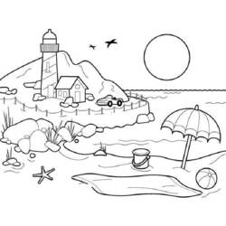 Раскраска: пляж (природа) #158970 - Бесплатные раскраски для печати