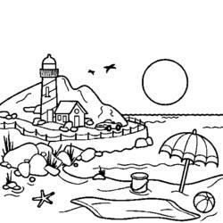 Раскраска: пляж (природа) #158988 - Бесплатные раскраски для печати
