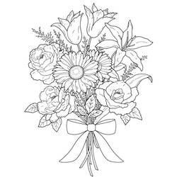 Раскраска: Букет цветов (природа) #160879 - Бесплатные раскраски для печати