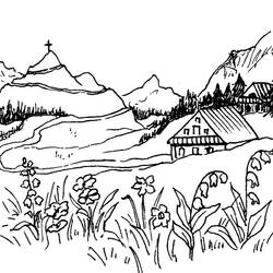 Раскраска: гора (природа) #156497 - Бесплатные раскраски для печати