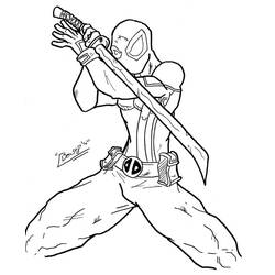 Раскраска: Deadpool (Супер герой) #82828 - Бесплатные раскраски для печати