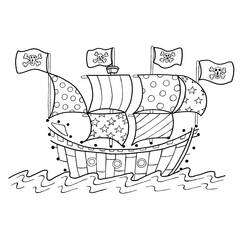 Раскраска: Пиратский корабль (транспорт) #138215 - Бесплатные раскраски для печати
