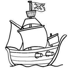 Раскраски: Пиратский корабль - Бесплатные раскраски для печати